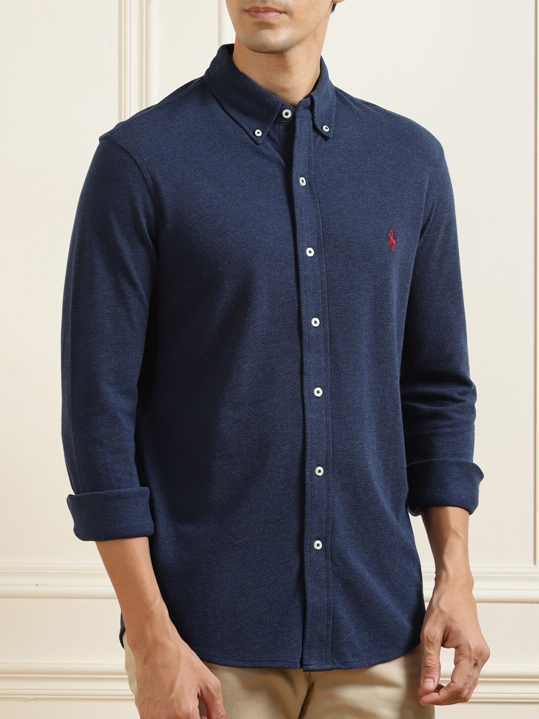 

Polo Ralph Lauren Men Navy Blue Casual Cotton Shirt