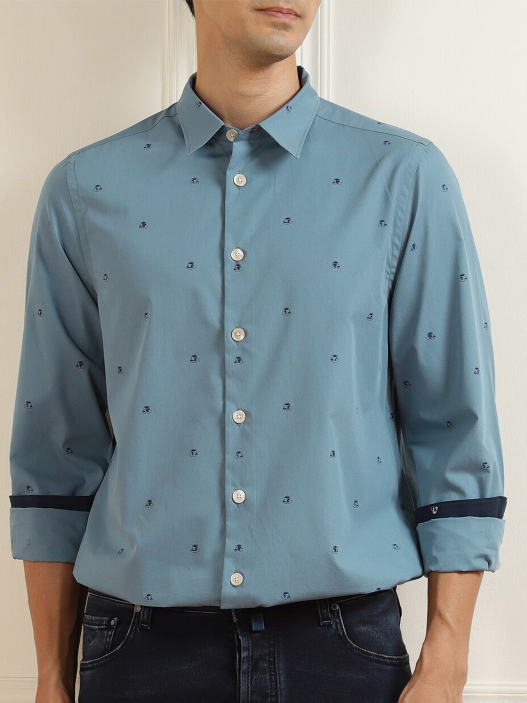 

PS By Paul Smith Men Blue Printed Casual Shirt
