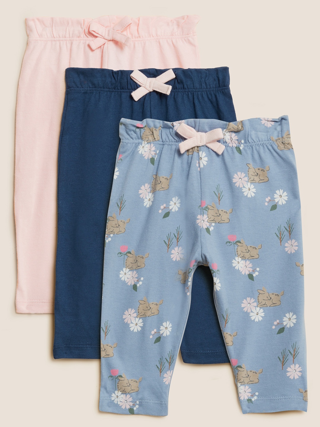 

Marks & Spencer Girls Pack Of 3 Multicoloured Printed High-Rise Joggers, Multi