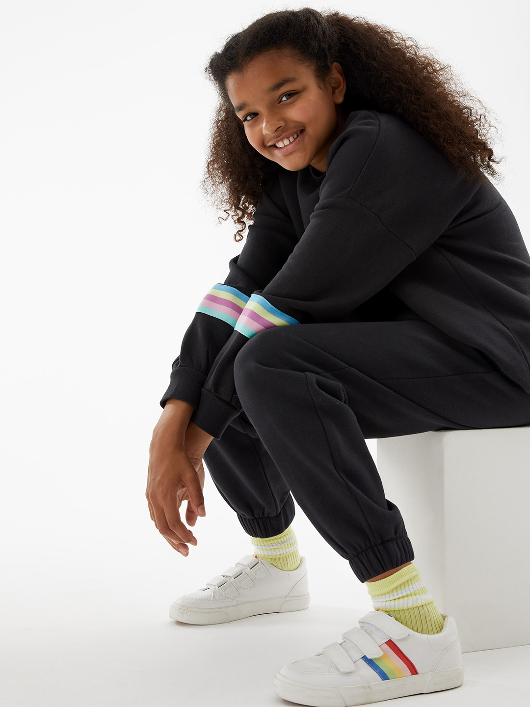 

Marks & Spencer Girls Black High-Rise Joggers Trousers