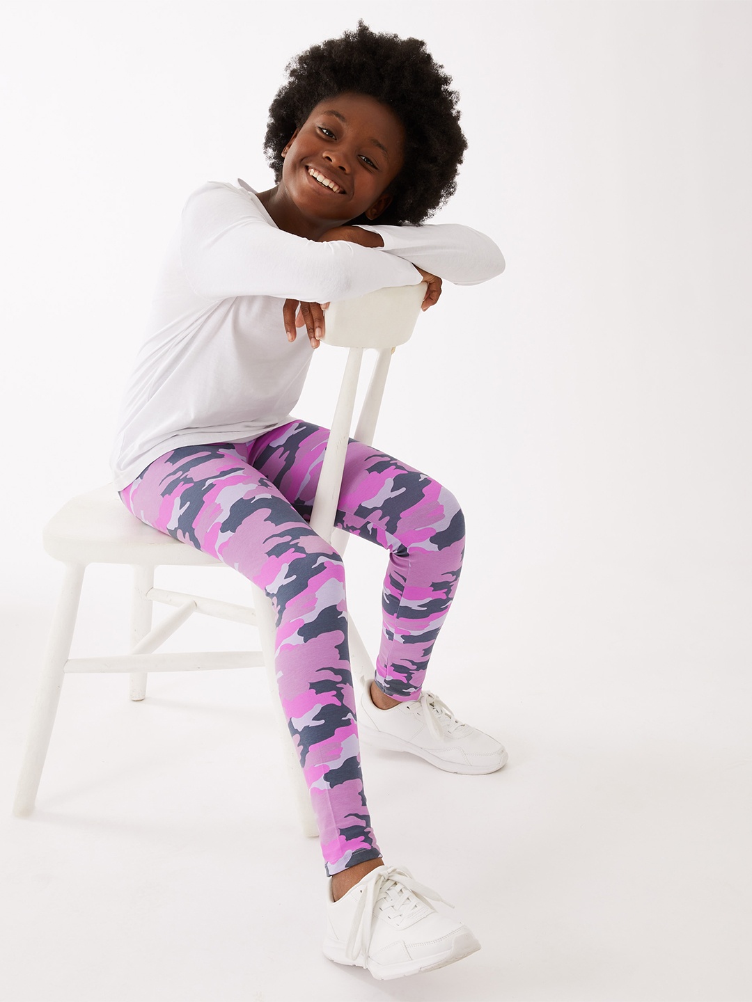 

Marks & Spencer Girls Multicoloured Floral Printed High-Rise Leggings, Multi