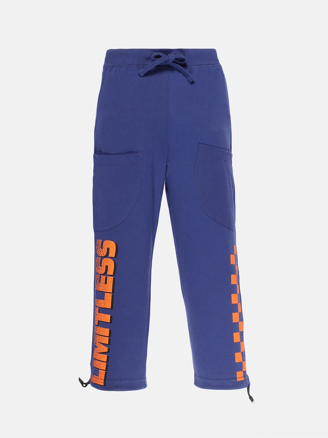 

KiddoPanti Boys Blue Printed Pure Cotton Track Pants