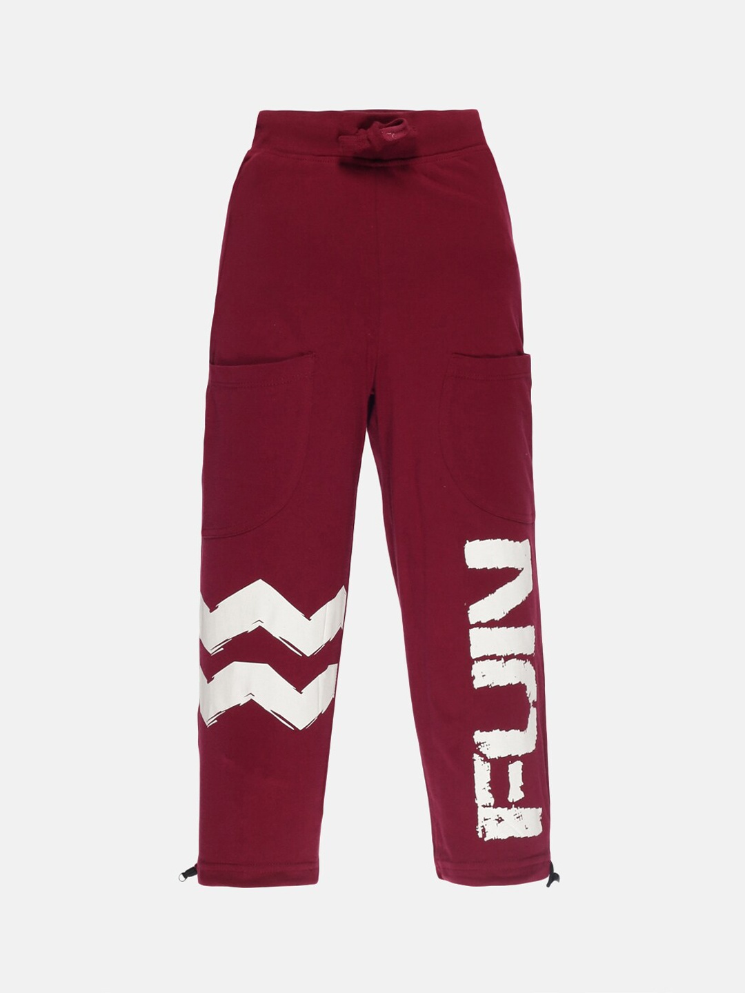 

KiddoPanti Boys Maroon Printed Pure Cotton Track Pants