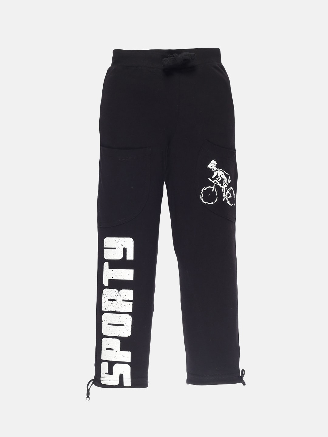 

KiddoPanti Boys Black Printed Pure Cotton Track Pants