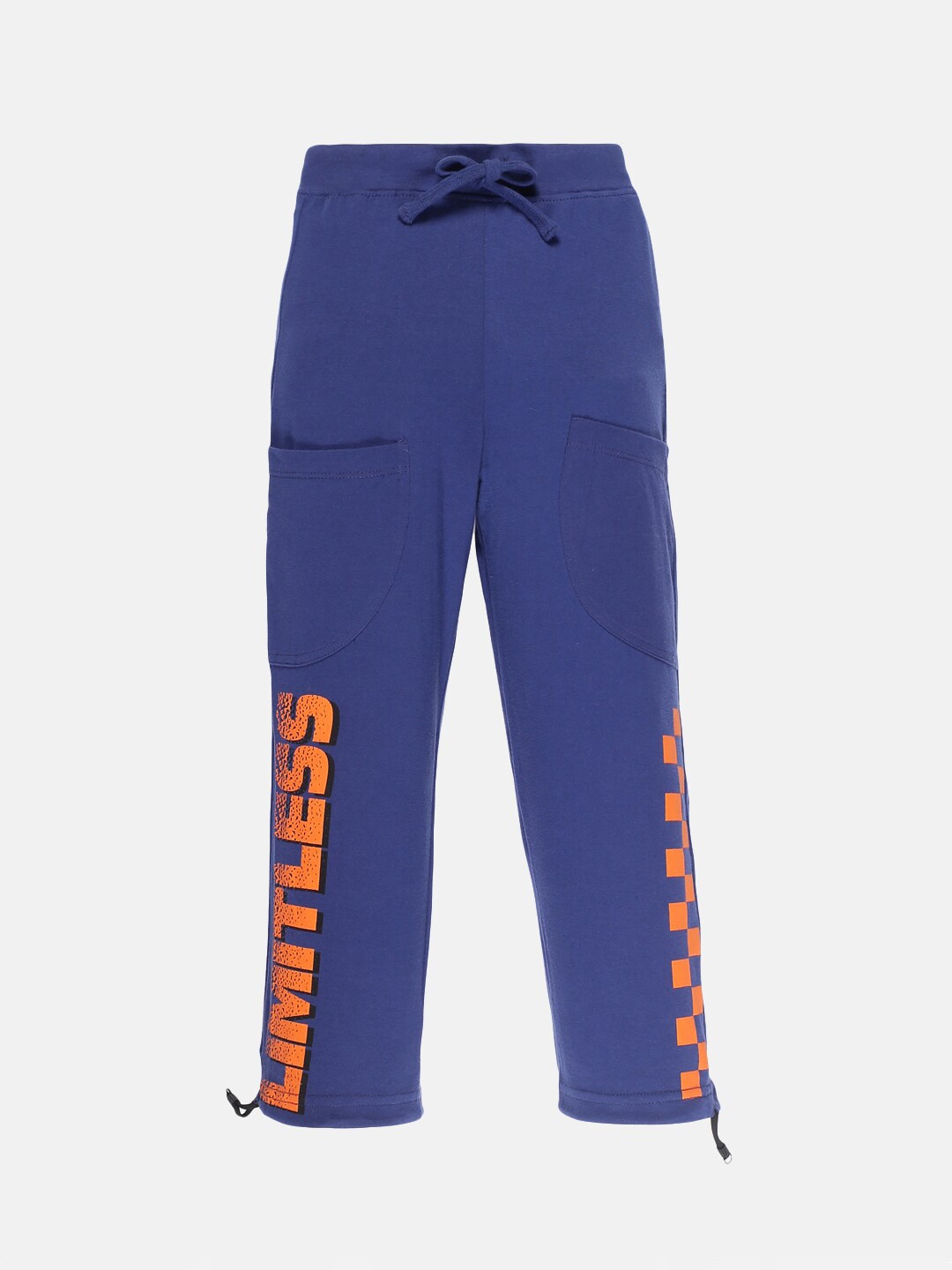 

KiddoPanti Boys Blue Printed Pure Cotton Track Pants