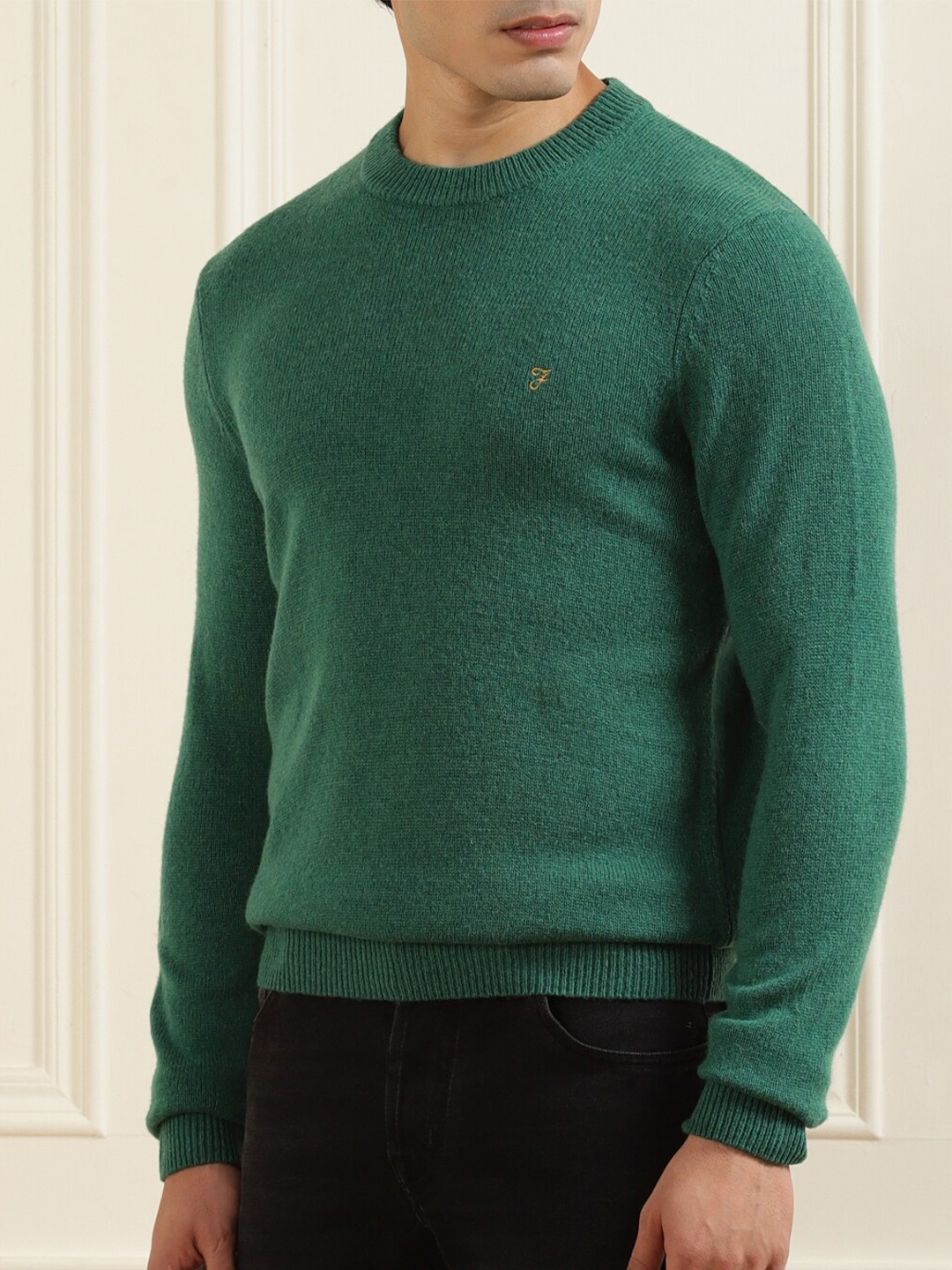 

Farah Men Green Solid Pullover