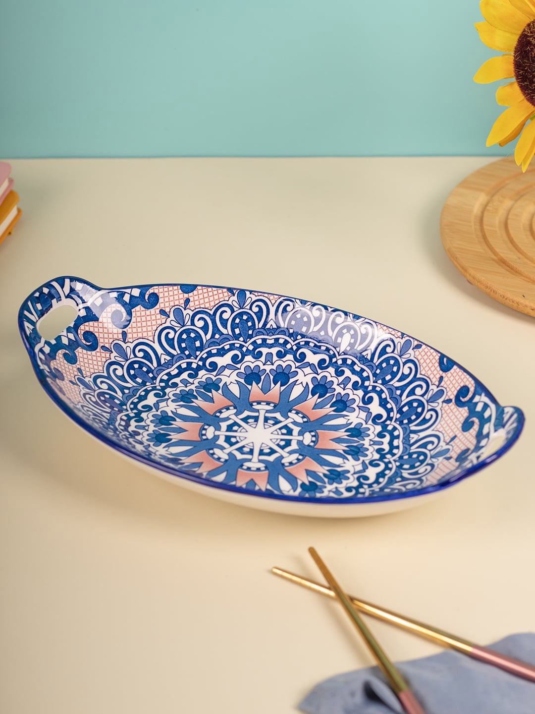 

MARKET99 Blue Ceramic Food Serving Platter