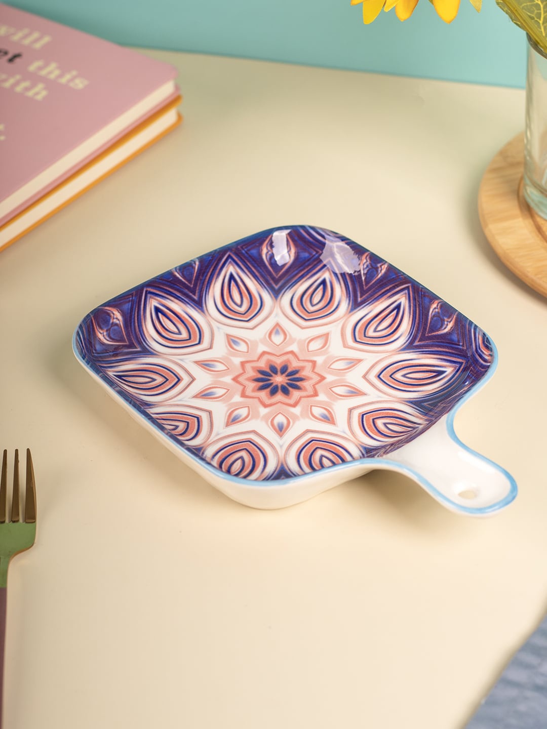 

MARKET99 Purple Printed Square Ceramic Food Serving Platter