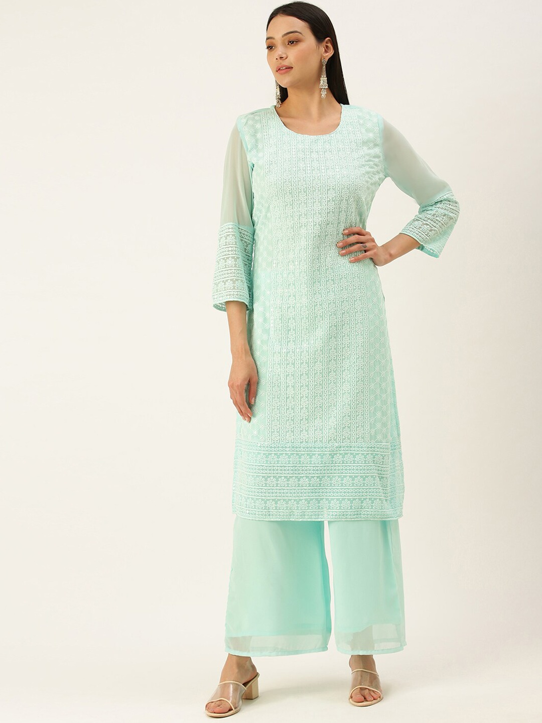 

SWAGG INDIA Women Green Ethnic Motifs Embroidered Kurta Set