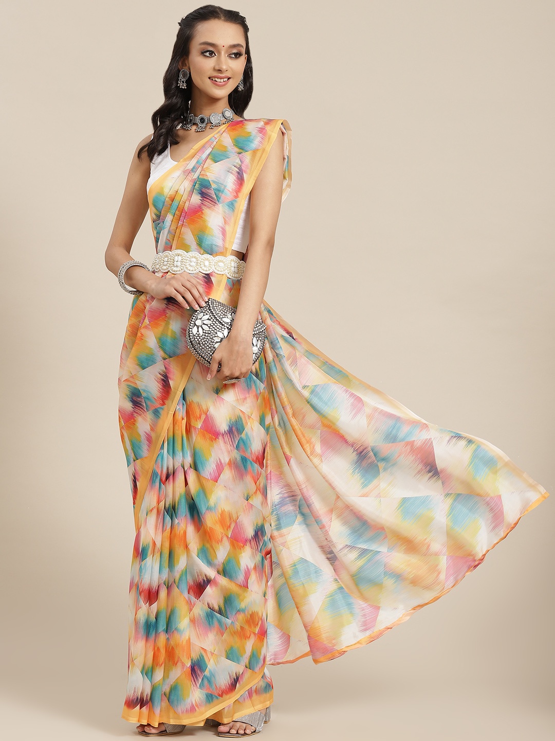 

Silk Land Yellow & Blue Dyed Banarasi Saree