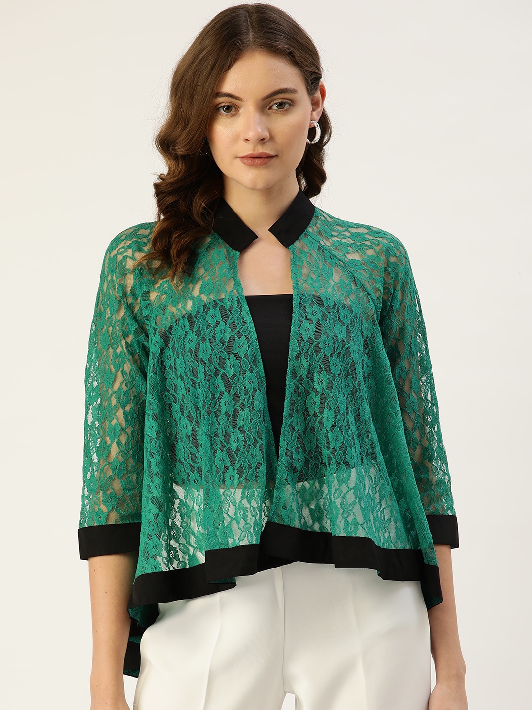 

Antheaa Women Green Laced Shrug