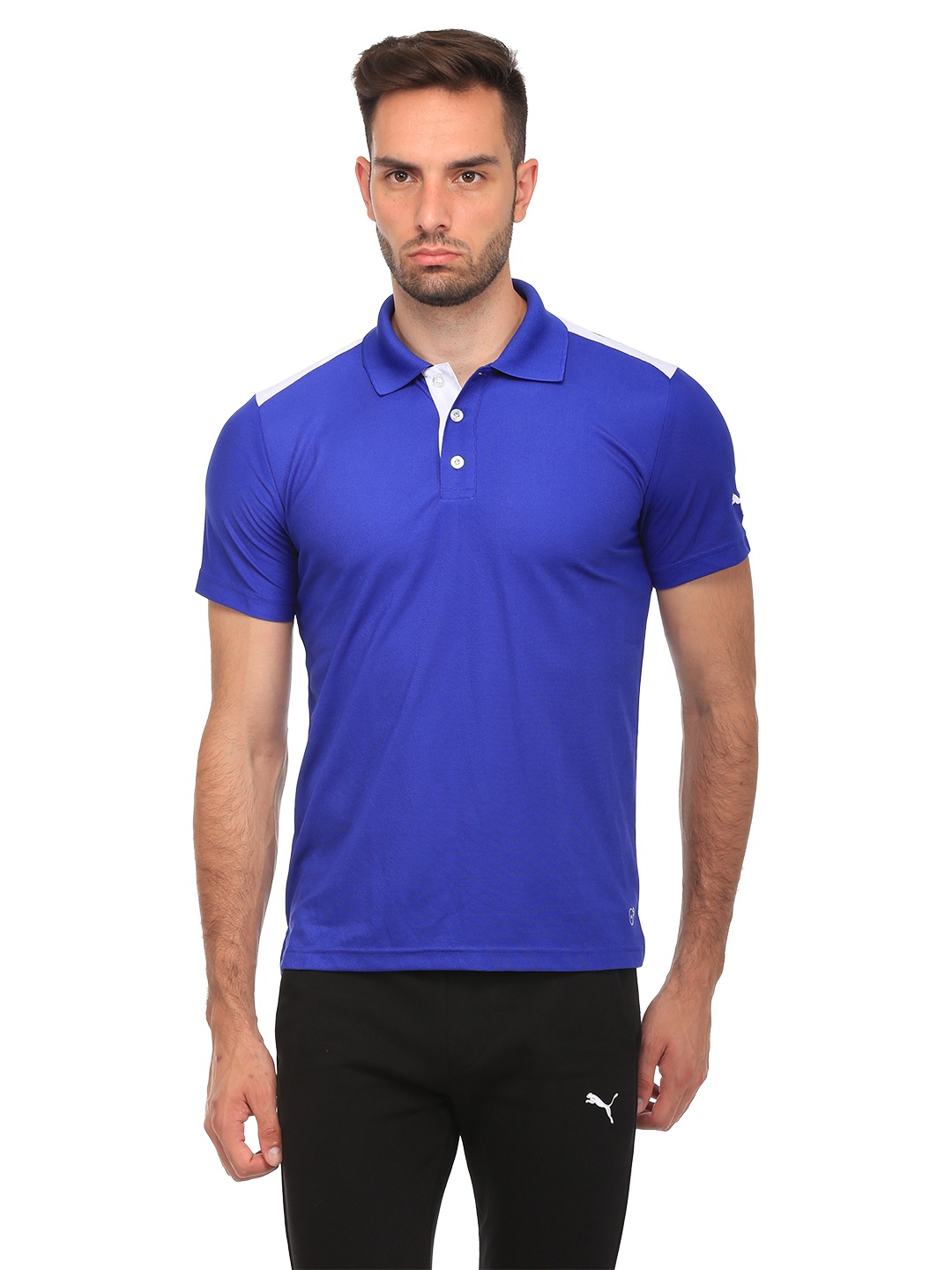 

Puma Men Blue Solid Training Polo T-shirt