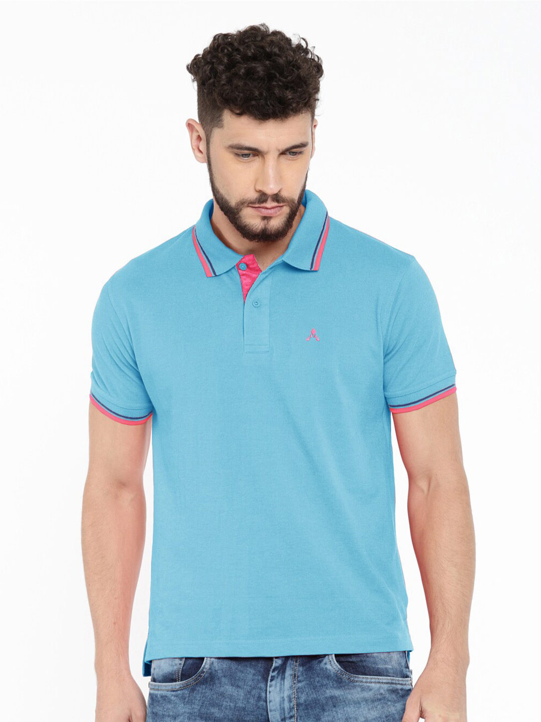 

ACTIMAXX Men Blue Polo Collar Cotton T-shirt