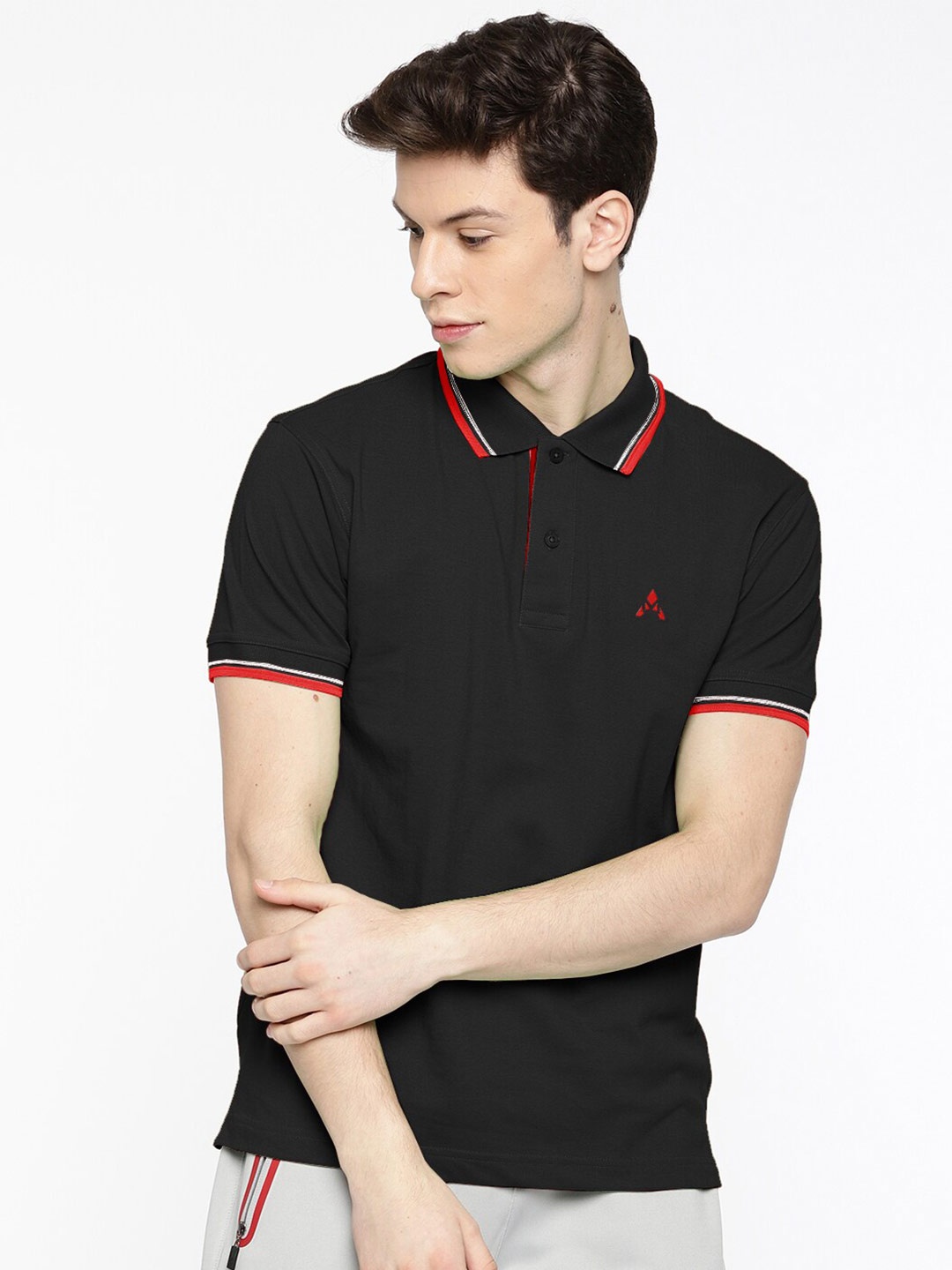 

ACTIMAXX Men Black Polo Collar T-shirt