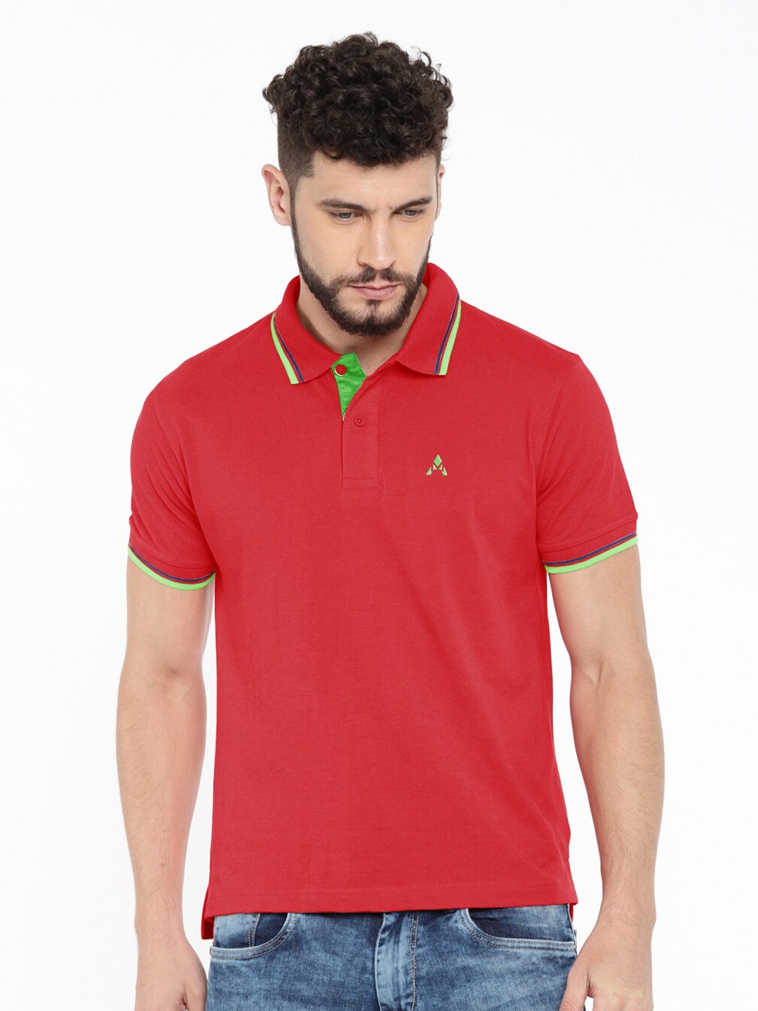 

ACTIMAXX Men Red Polo Collar T-shirt
