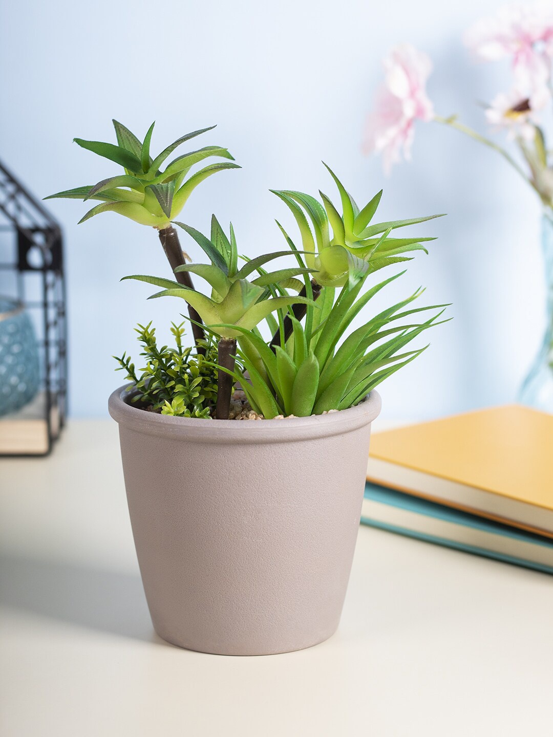 

MARKET99 Green & Grey Fake Mini Succulent Plant Pot