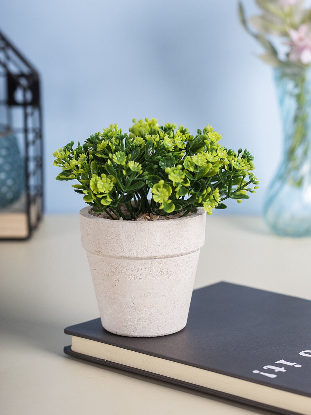 

MARKET99 Green & White Bonsai Bush With Pot