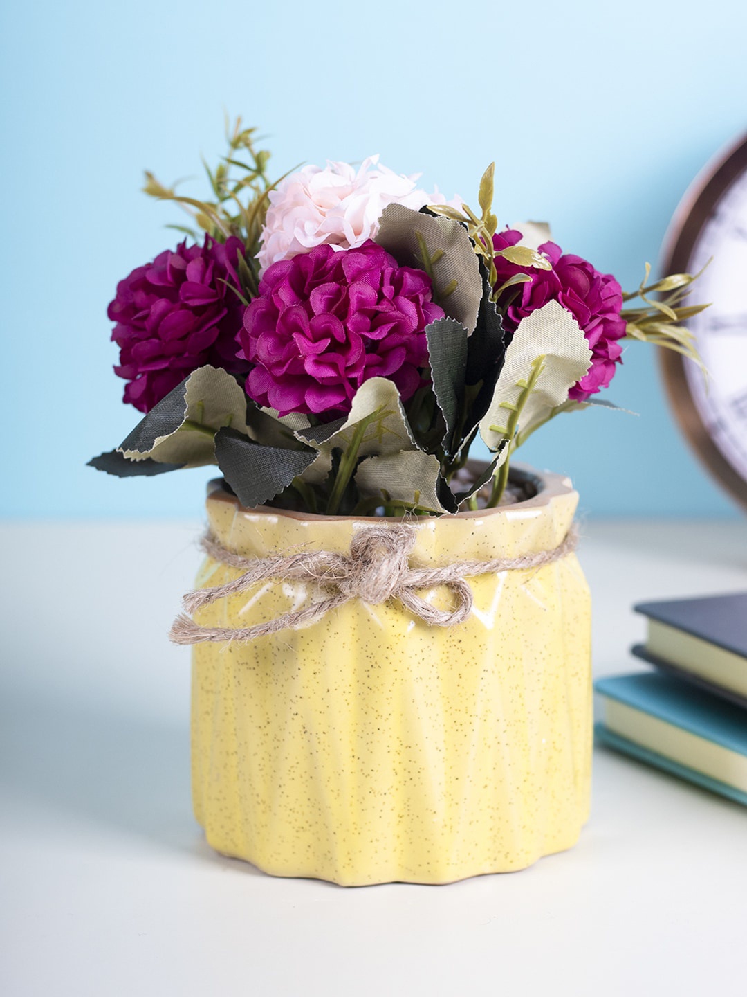 

MARKET99 Yellow Artificial Rose Flowers With Pot