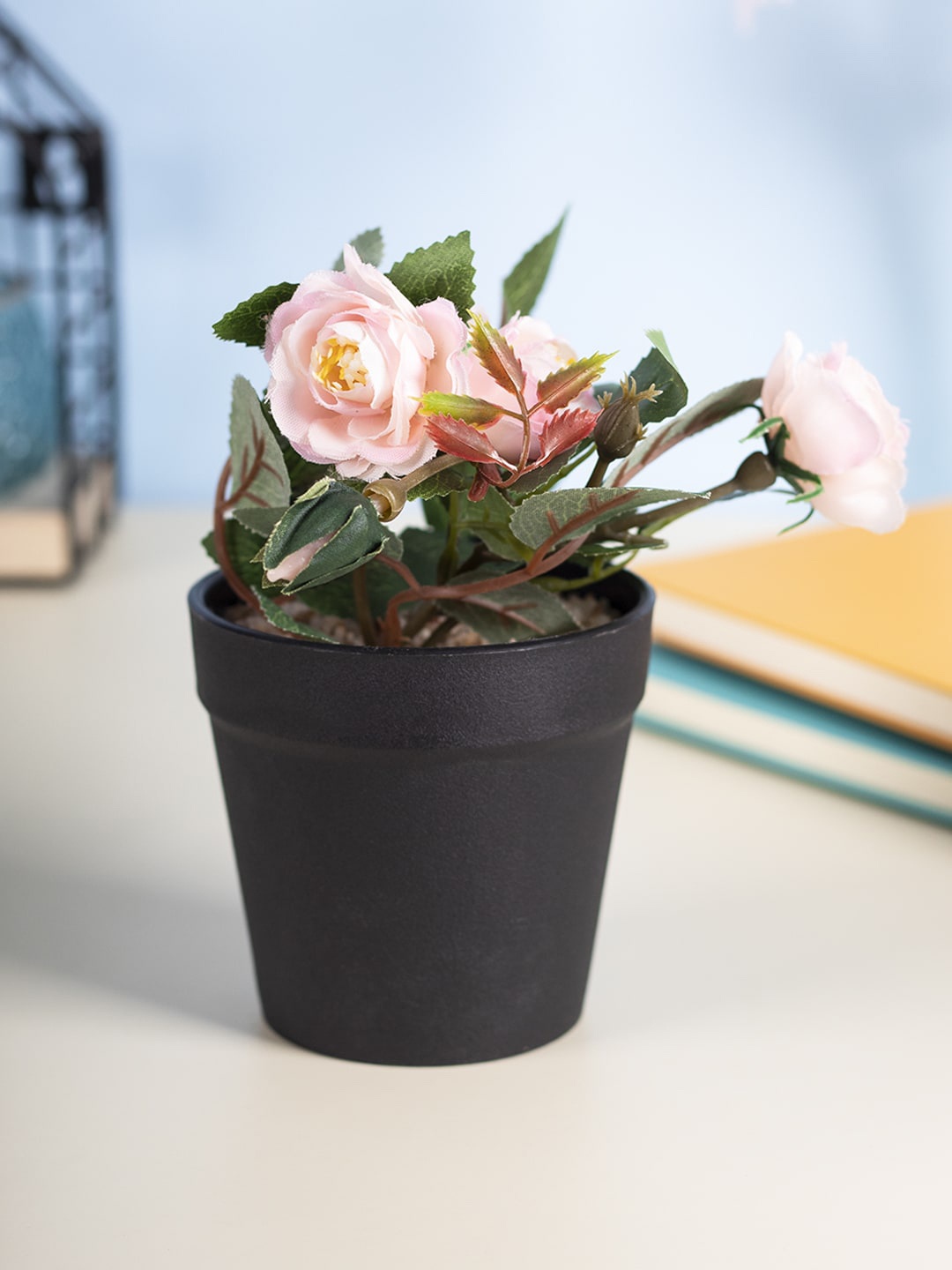 

MARKET99 Black Artificial Bonsai Rose Plant With Pot