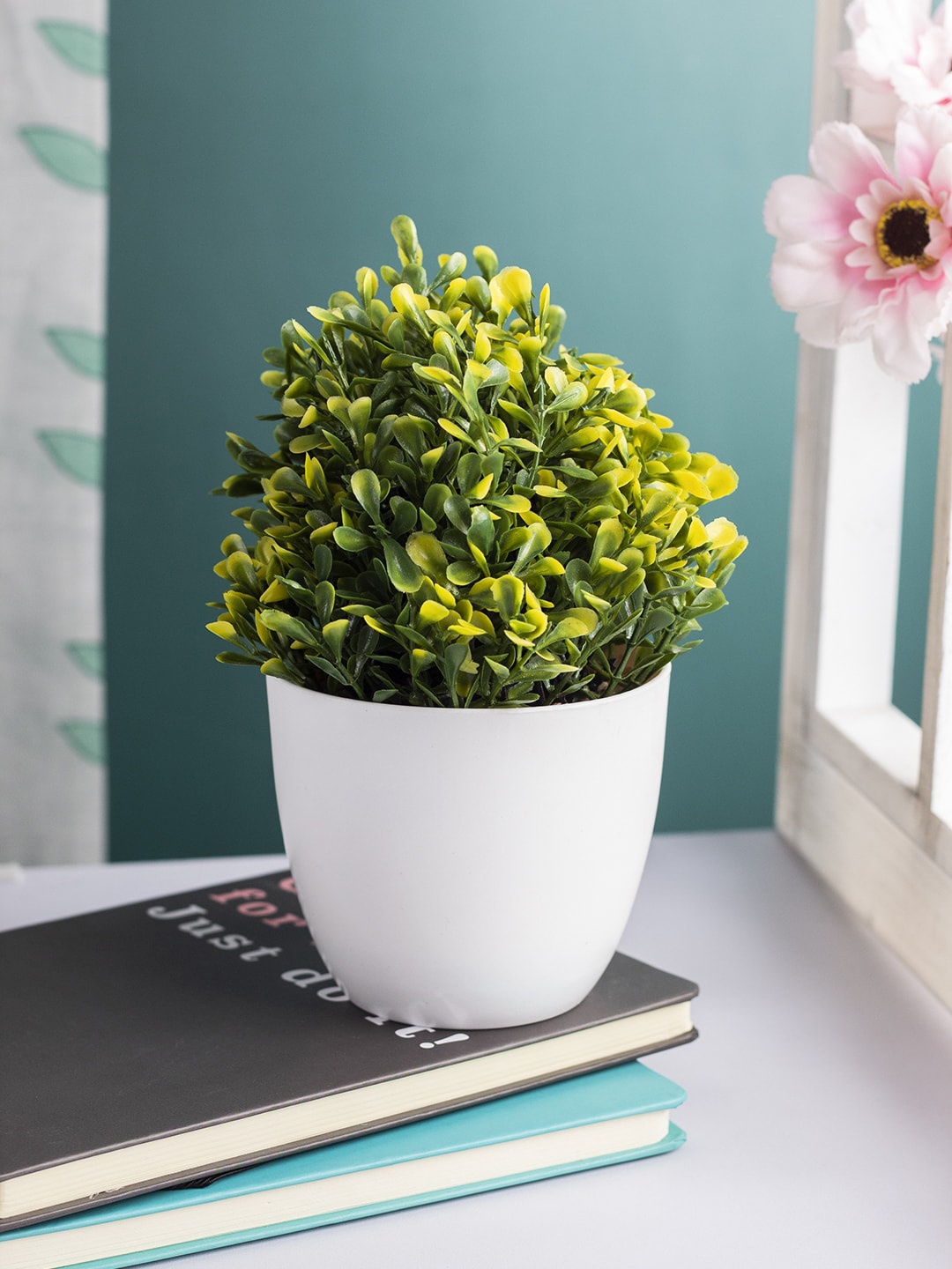 

MARKET99 White & Green Indoor Artificial Plants Potted Planter