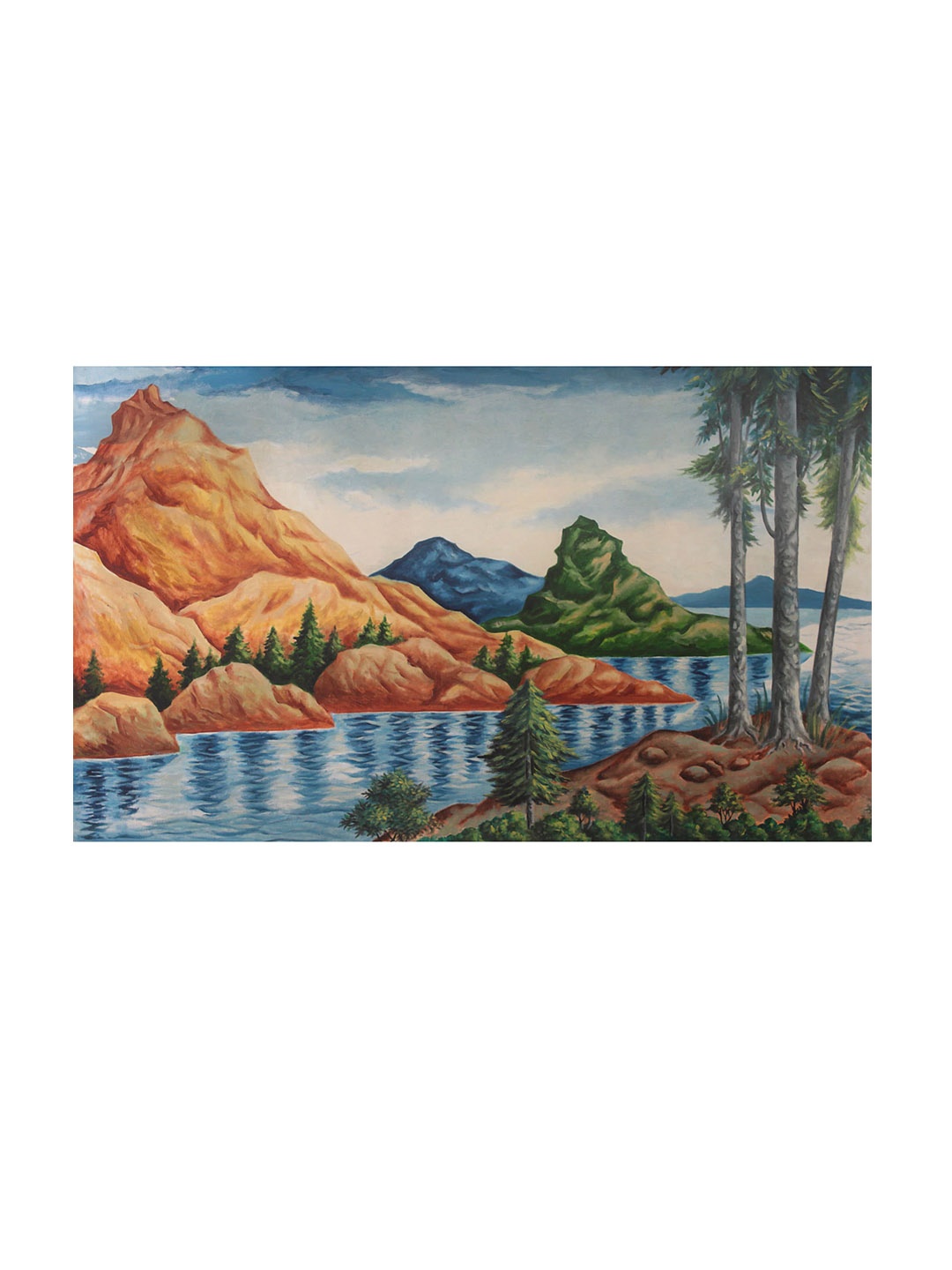 

Exotic India A Bewildering Landscape Oil Painting on Canvas, Blue