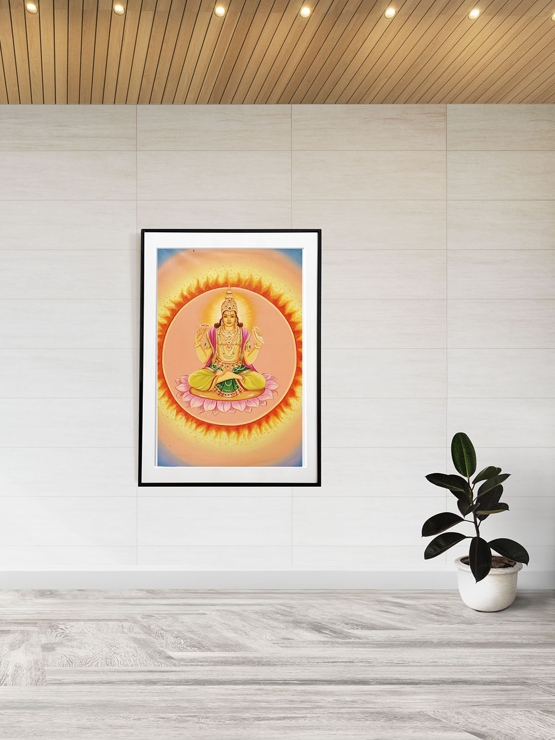 

Exotic India Surya Bhagawan Oil Painting on Canvas, Yellow