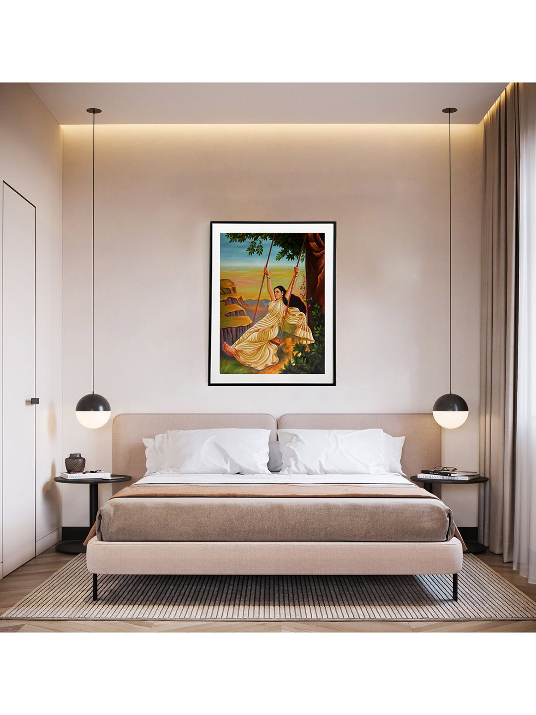 

Exotic India Multi-Coloured Lady Swaying in Enjoyment Hand-Painted Wall Art