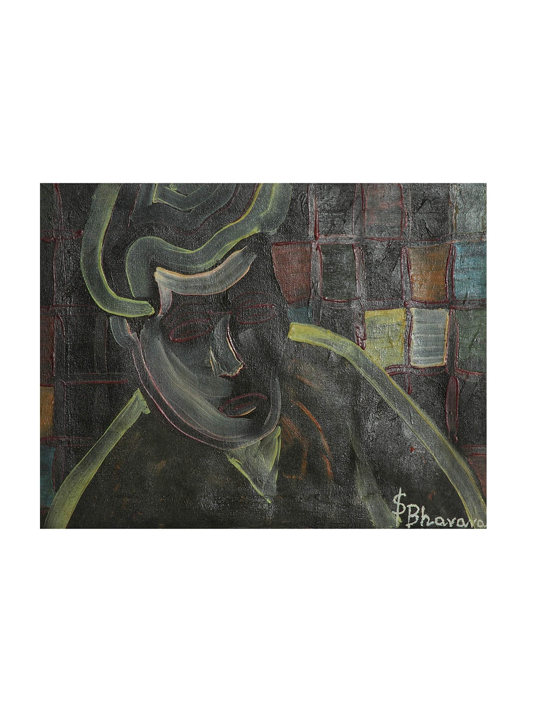 

Exotic India The Modern Man Oil Painting on Canvas, Black