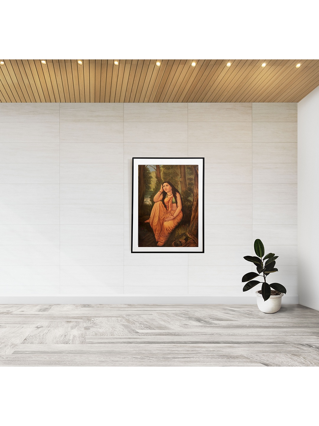 

Exotic India Damayanti Vanvas Oil Painting on Canvas, Red