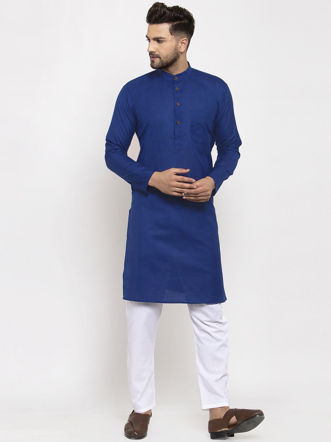 

Jompers Men Blue Pure Cotton Kurta with Pyjamas