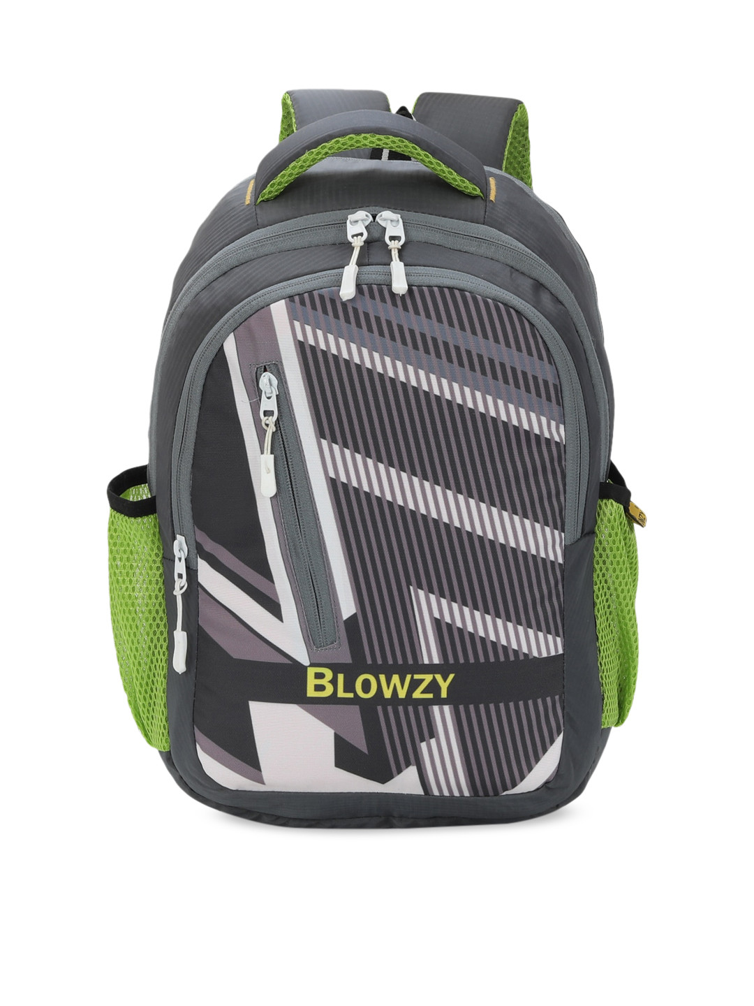 

Blowzy Bags Unisex Kids Grey & Green Striped Backpack