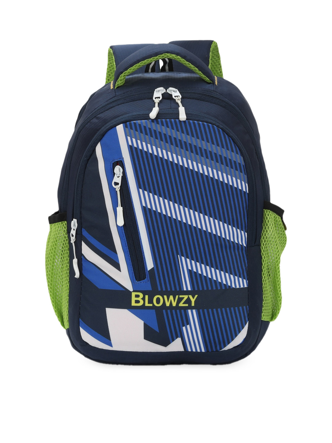 

Blowzy Bags Unisex Kids Navy Blue & Green Striped Backpack