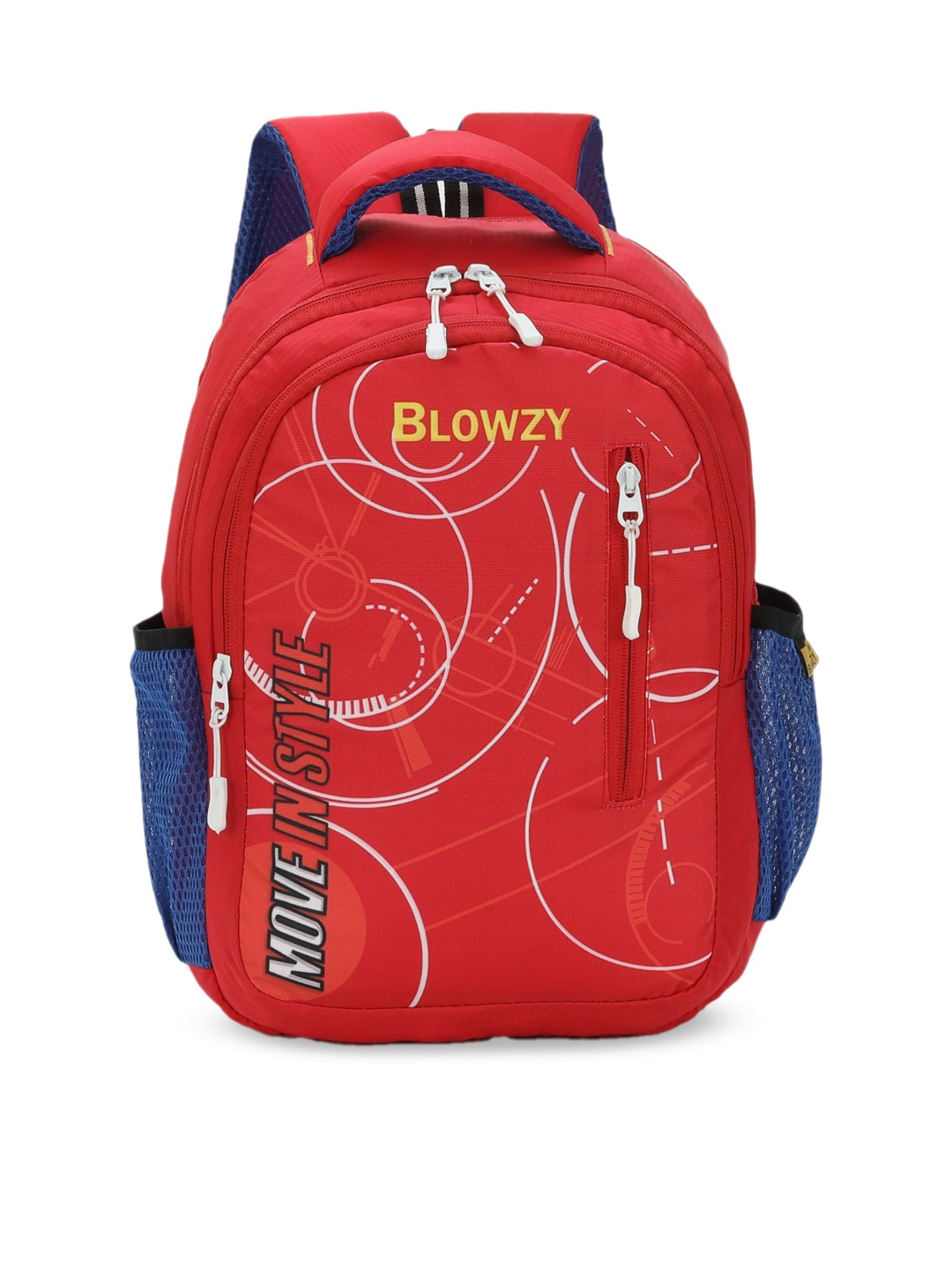 

Blowzy Bags Unisex Kids Red & Navy Blue Geometric Backpack