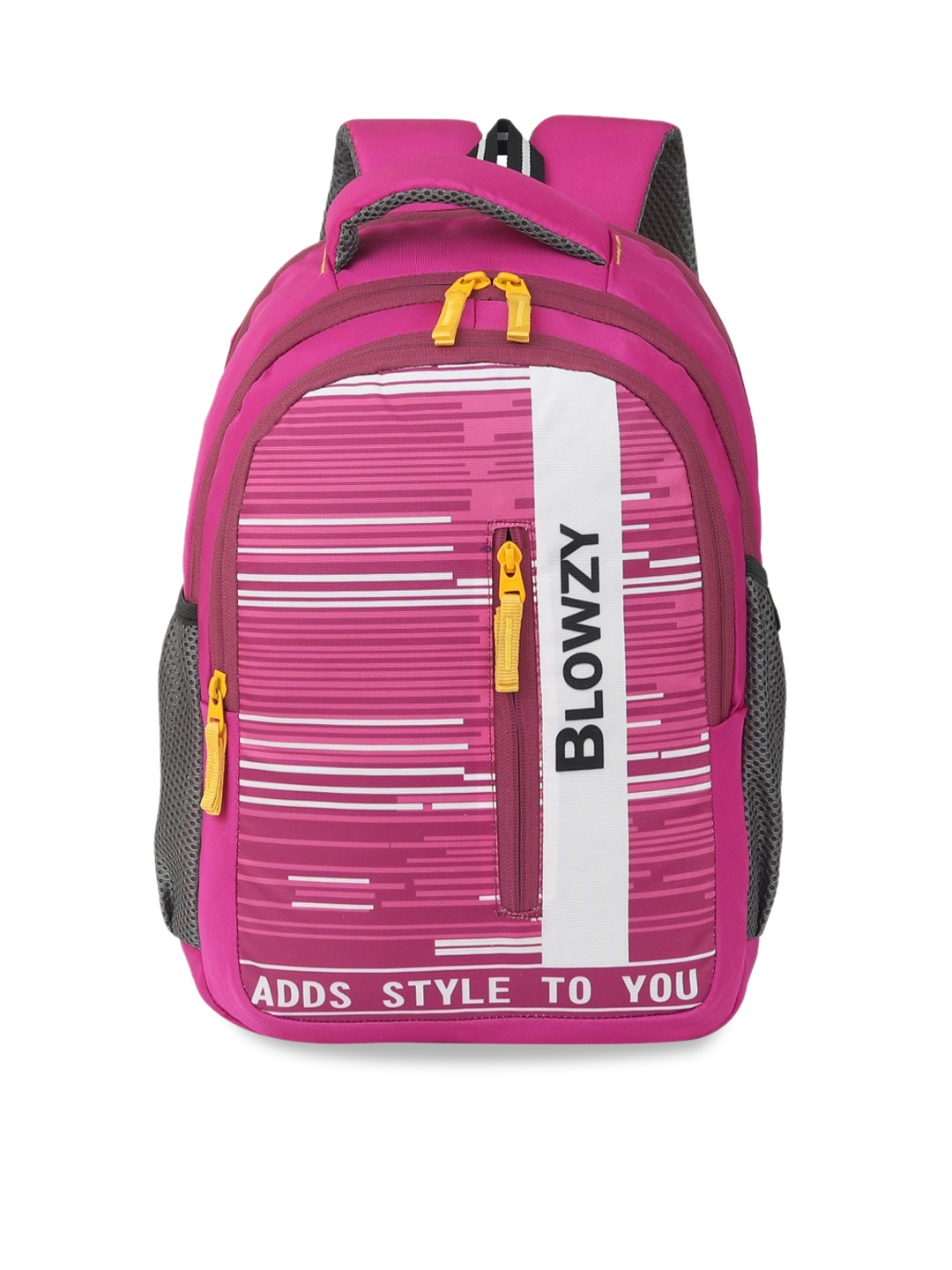 

Blowzy Bags Unisex Kids Pink & White Striped Backpack with Hip Strap