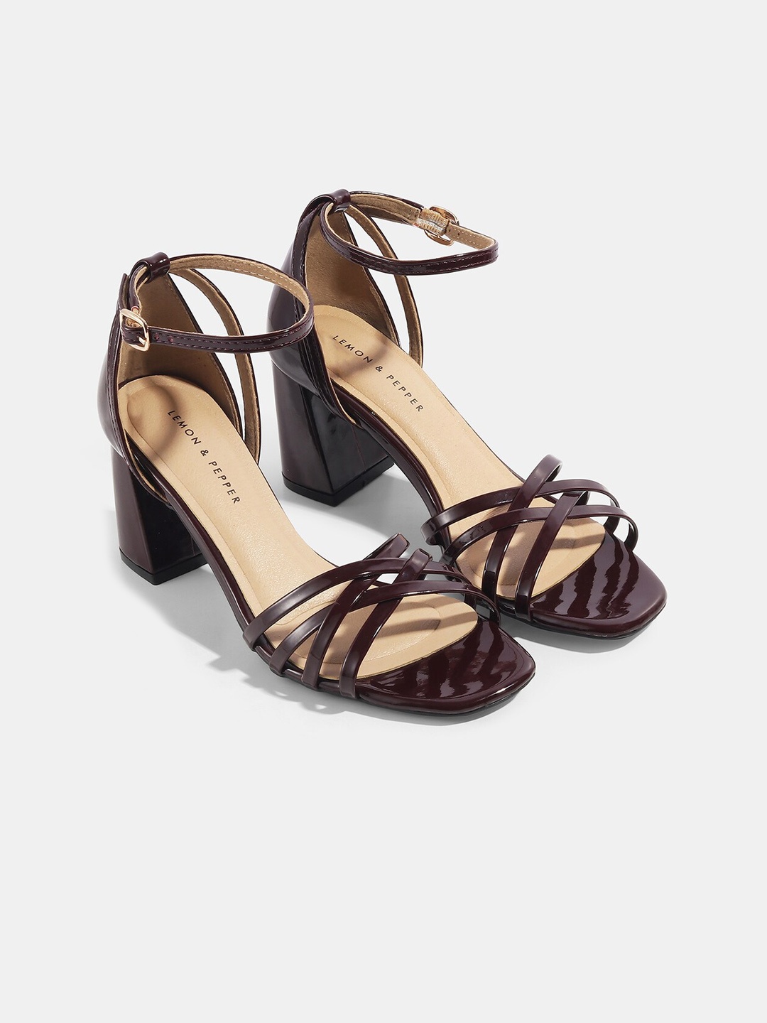 

LEMON & PEPPER Maroon PU Block Heels