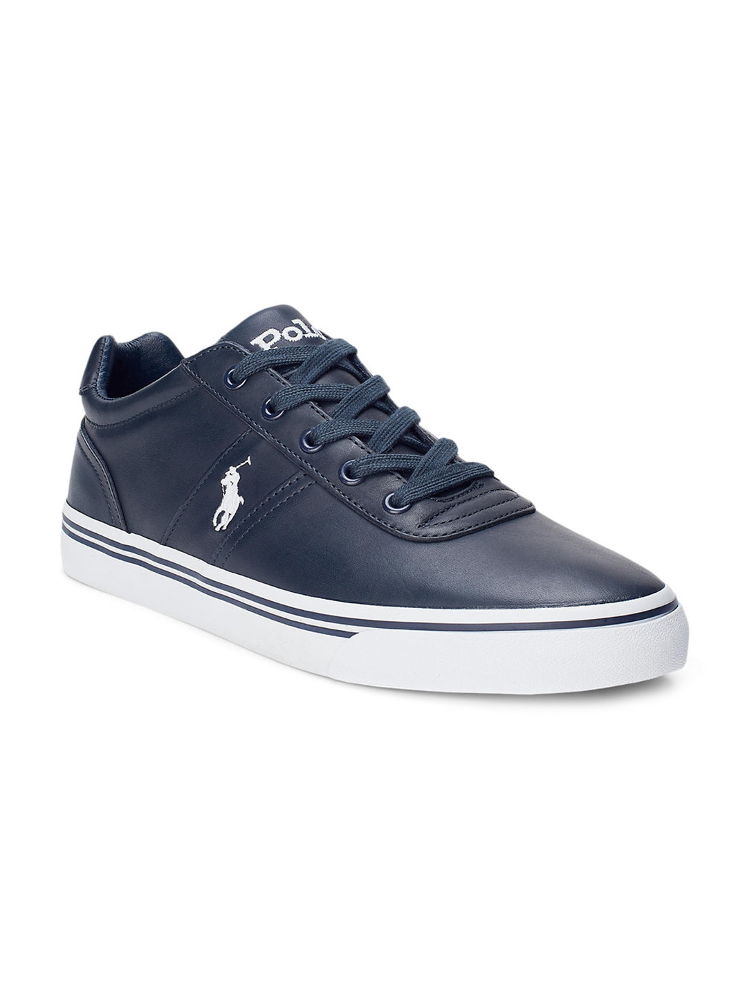 

Polo Ralph Lauren Men Navy Blue Hanford Leather Sneakers