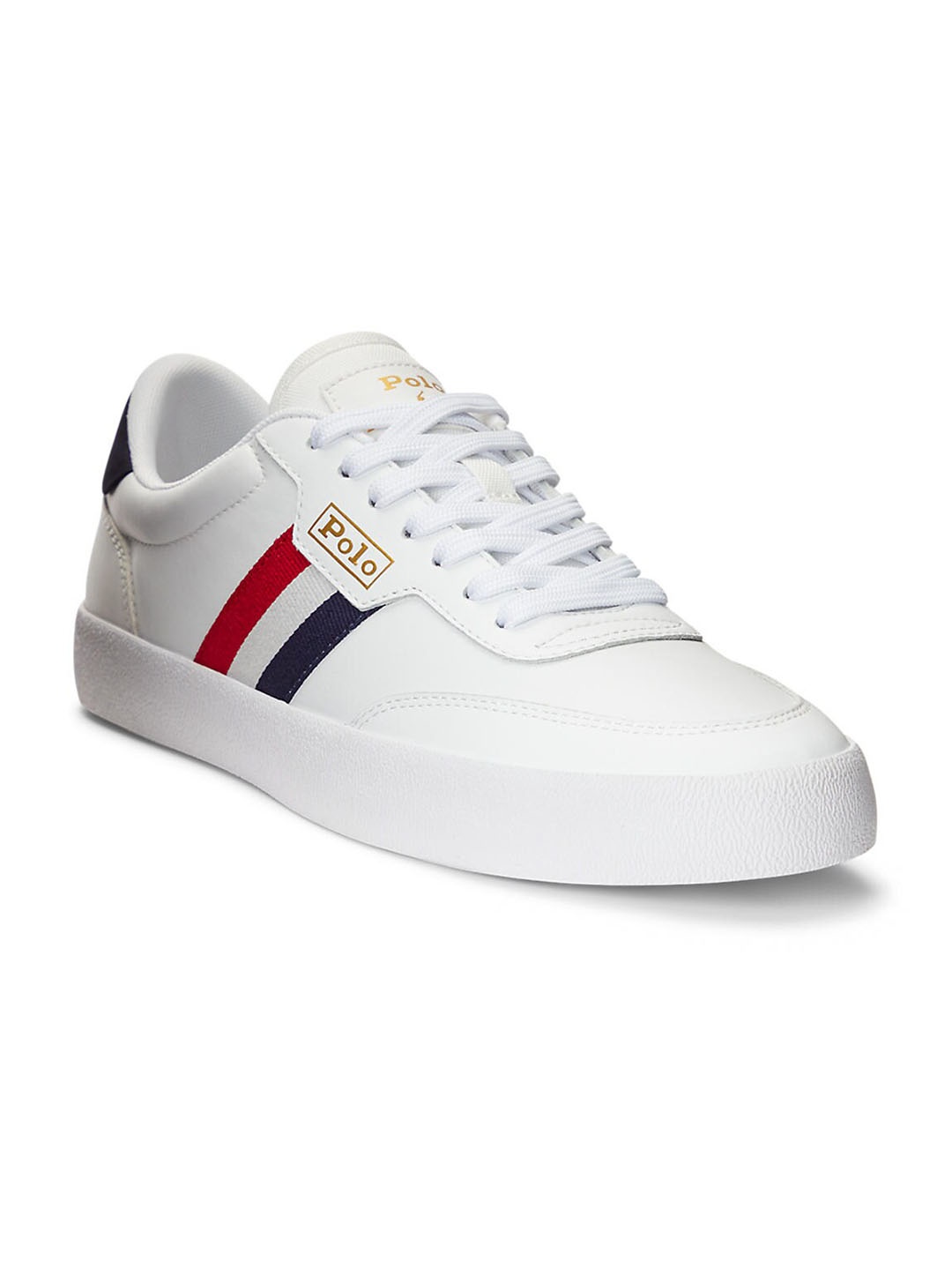 

Polo Ralph Lauren Men Striped Leather Sneakers, White