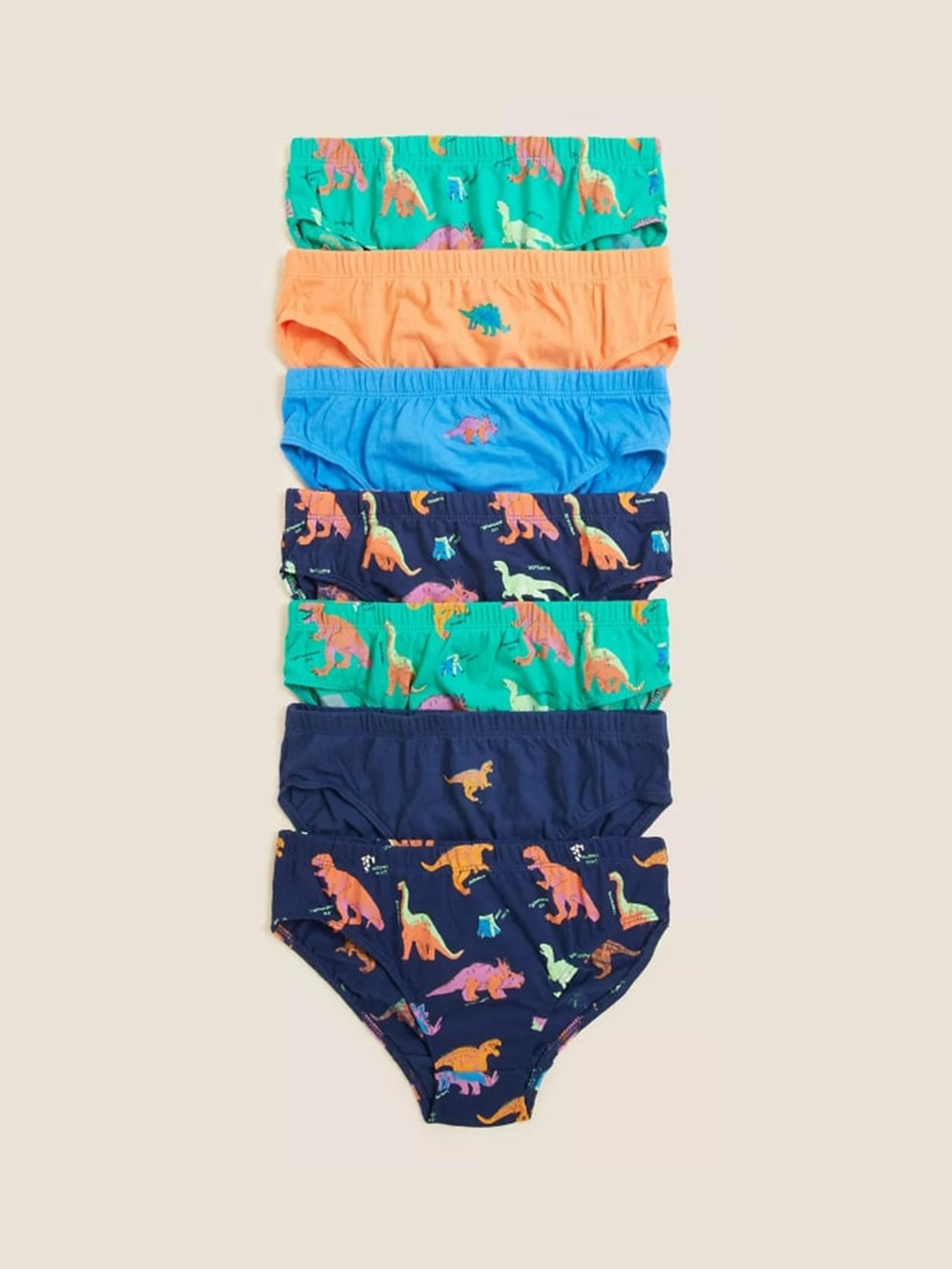 

Marks & Spencer Boys Set of 7 Printed Pure Cotton Briefs T715731DMULTI, Green