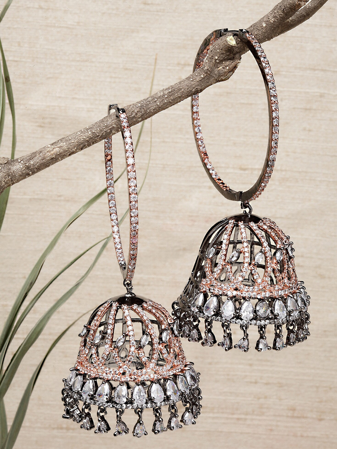 

KARATCART Black Classic Jhumkas Earrings