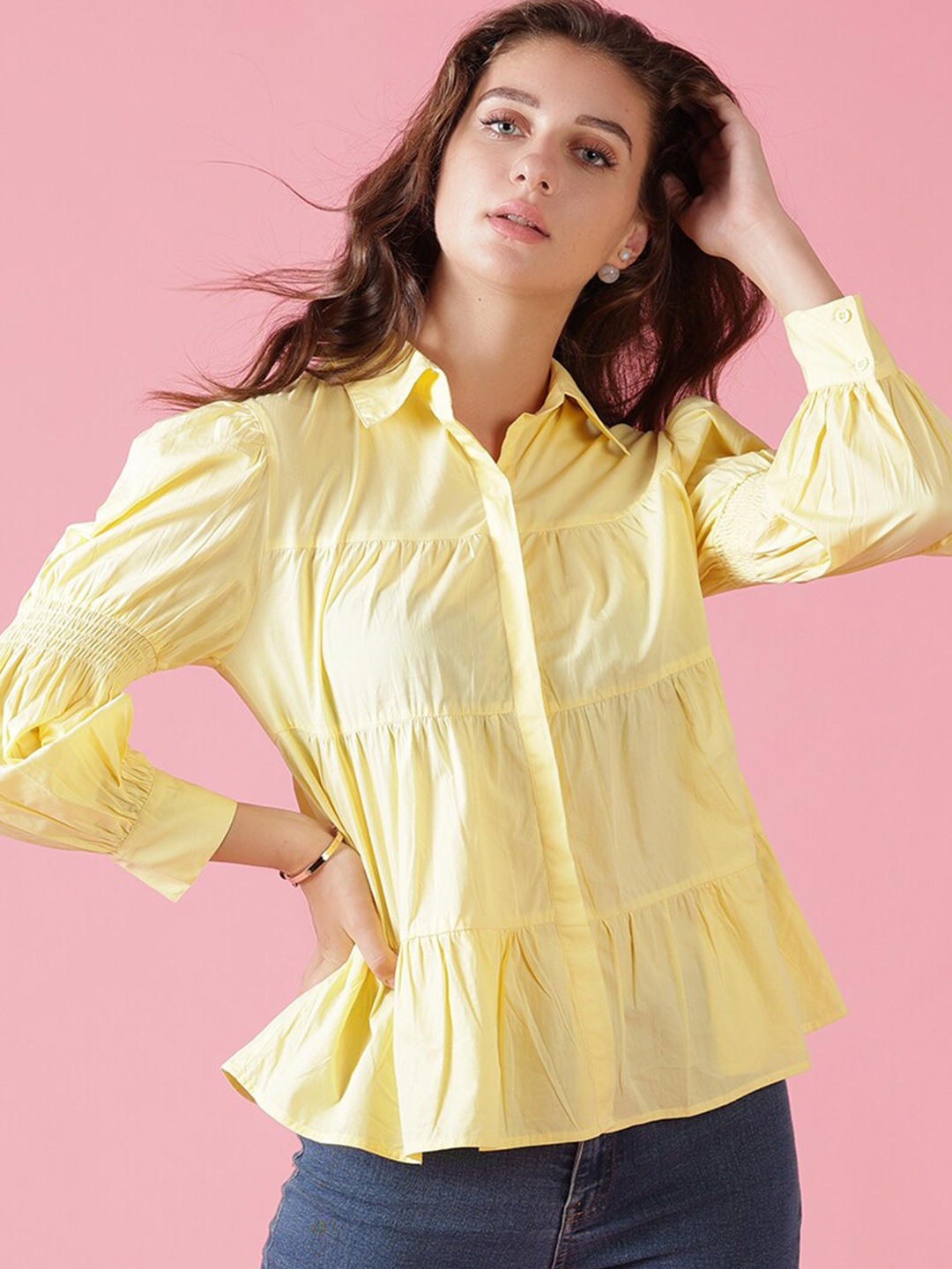 

Gipsy Yellow Shirt Style Top