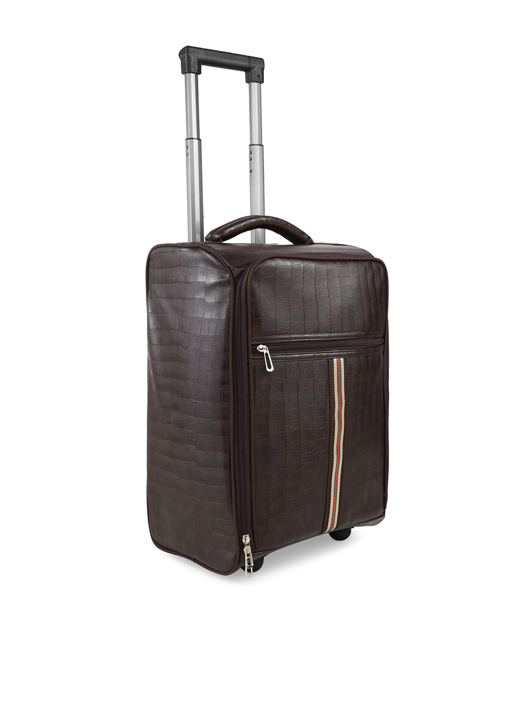 

MBOSS Brown Textured Rectangular large Size Trolley Bag