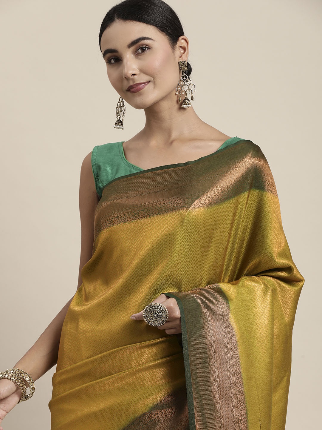 

Pothys Olive Green Art Silk Saree
