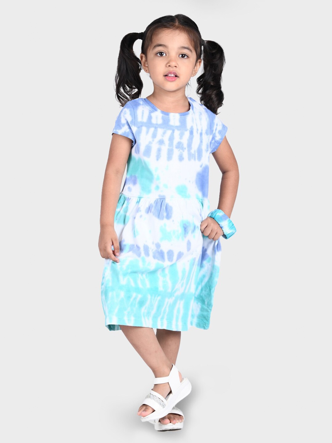 

Zalio Blue Printed A-Line Pure Cotton Dress, Multi