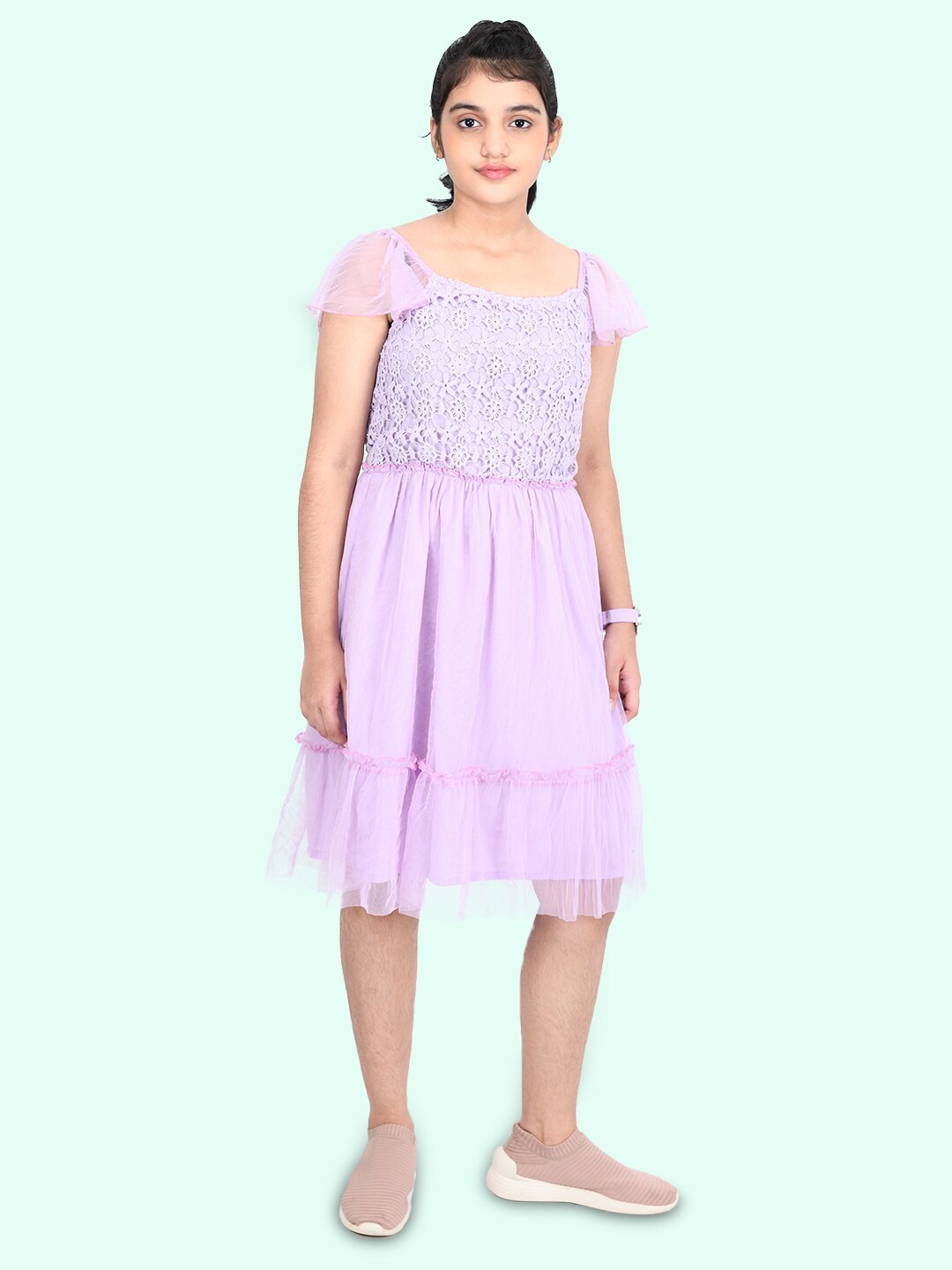 

Zalio Girls Lavender A-Line Polyester Dress