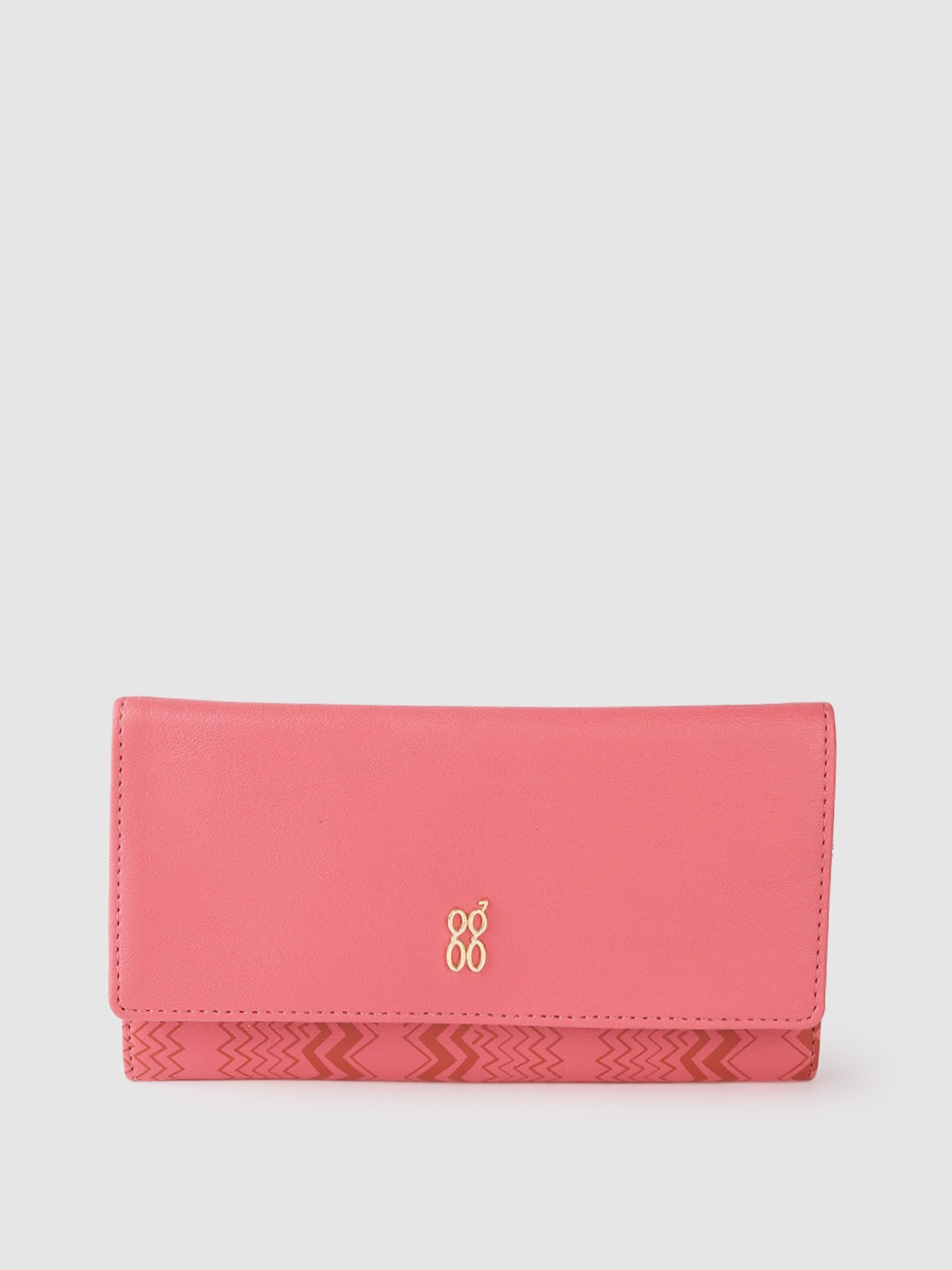 

Baggit Women Coal Pink Solid Three Fold Wallet, Coral