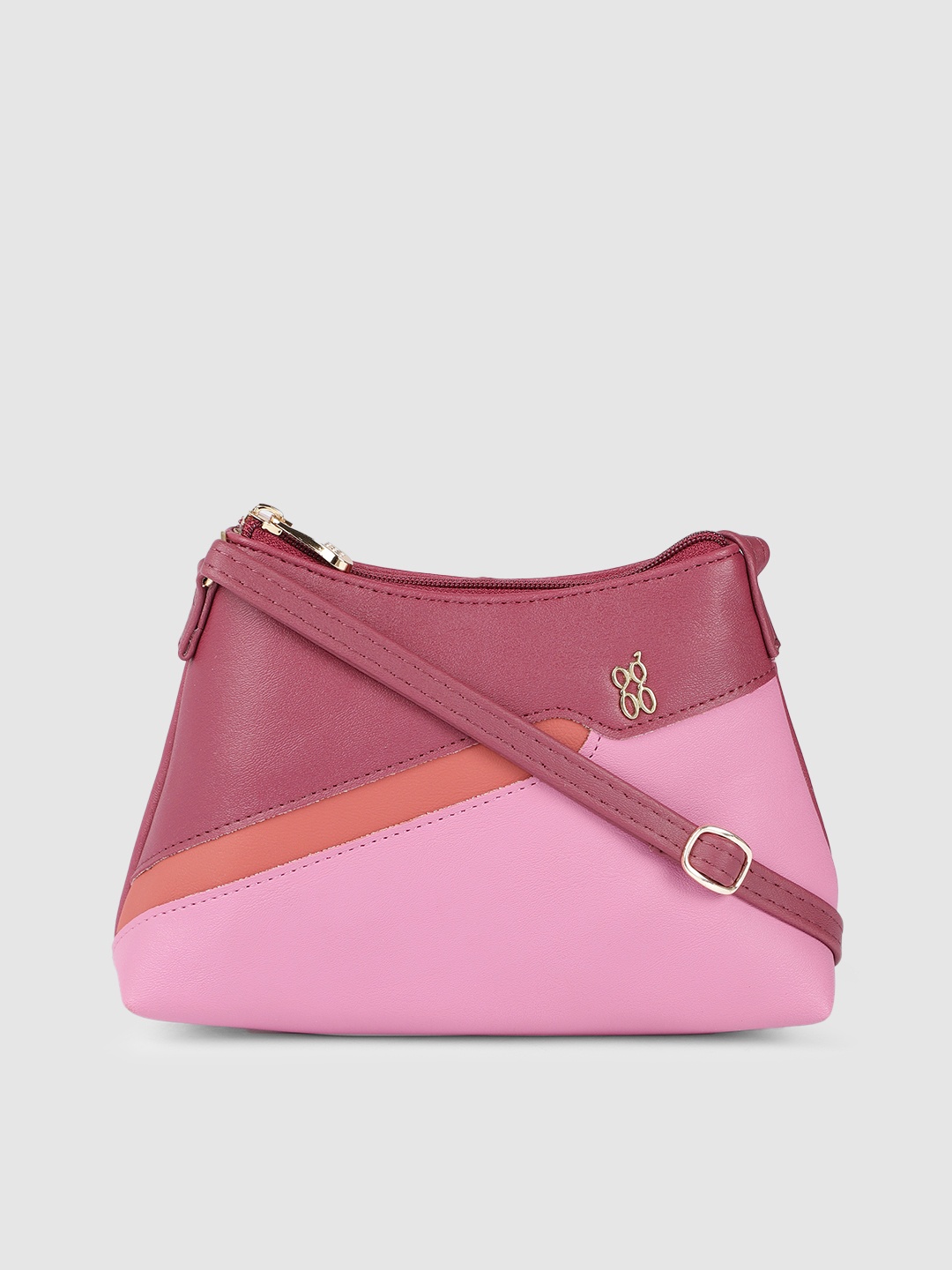 

Baggit Pink & Maroon Colourblocked Structured Sling Bag