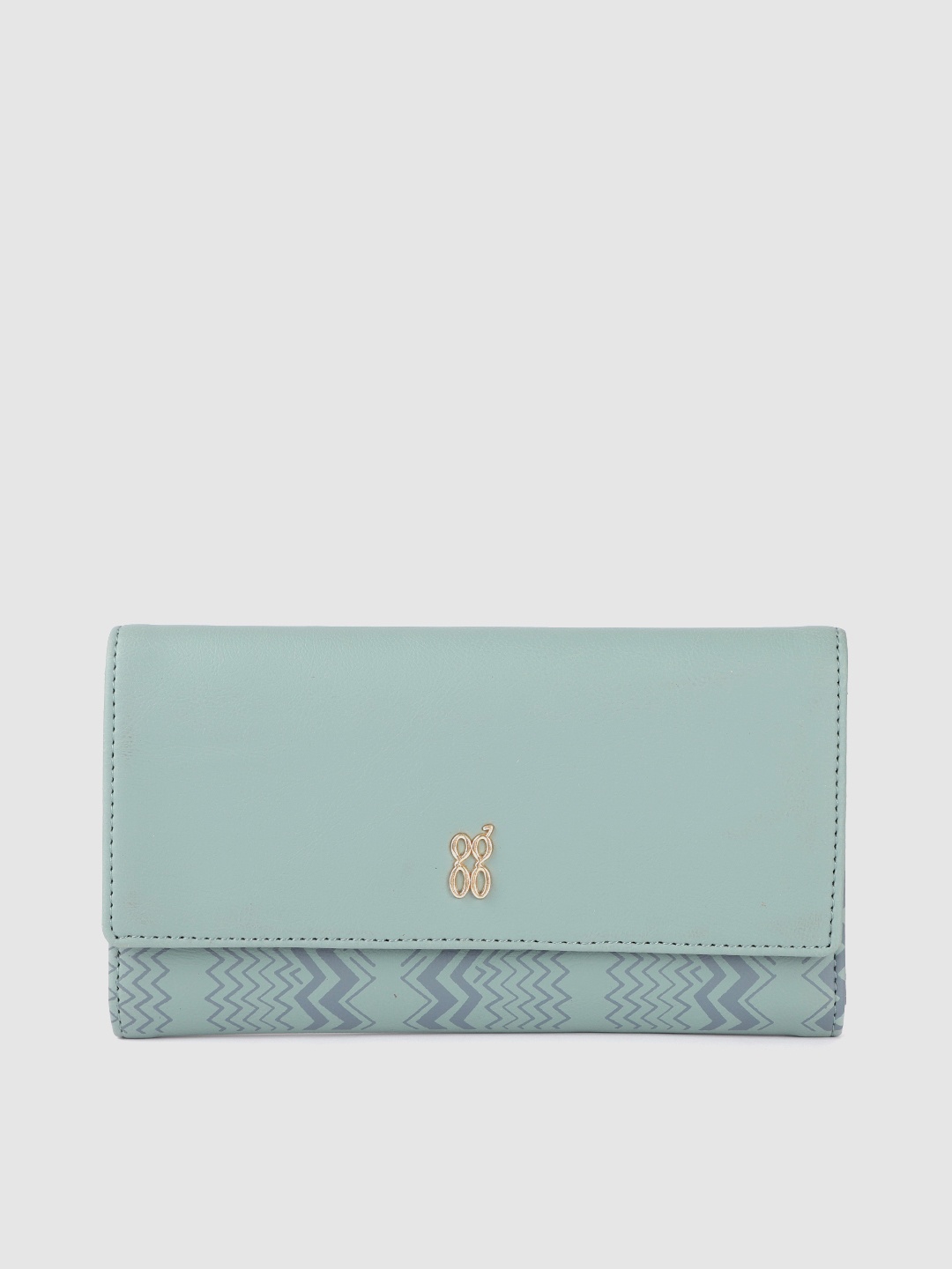 

Baggit Women Geometric Printed Three Fold Wallet, Green