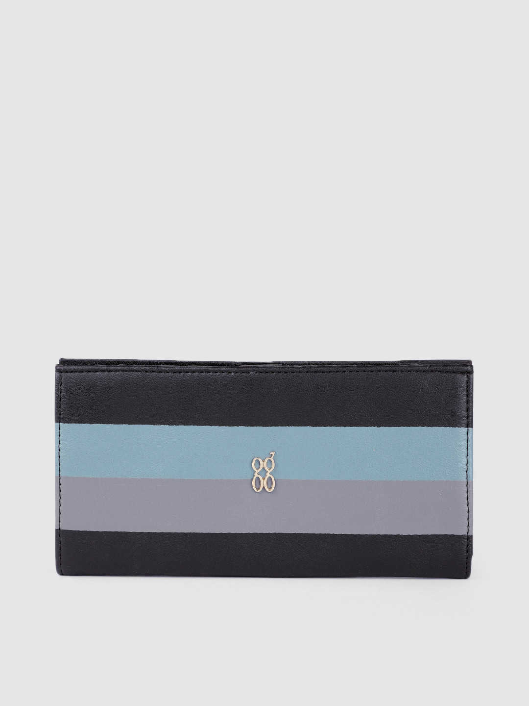 

Baggit Women Black & Blue Striped Two Fold Wallet