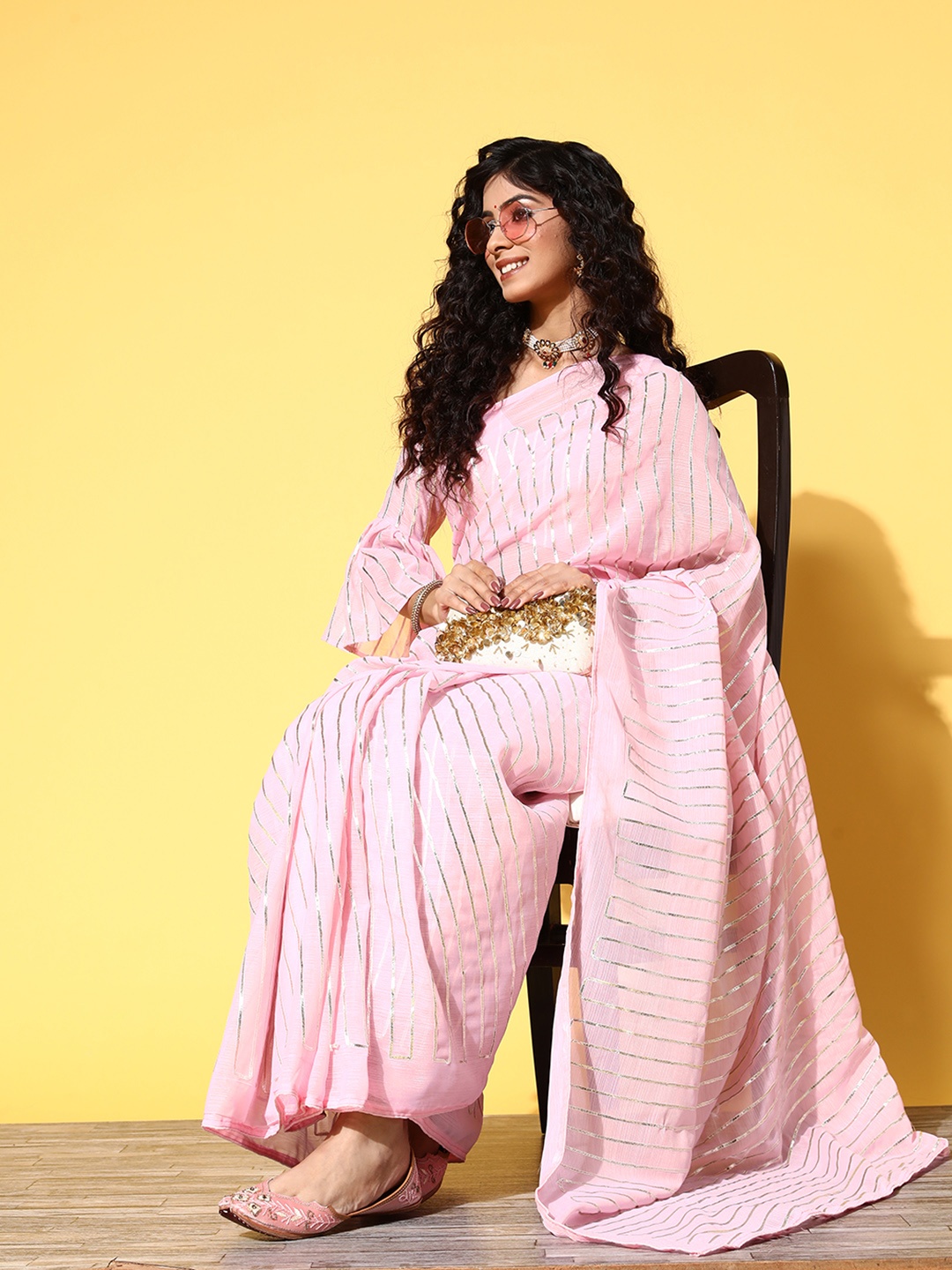 

Tikhi Imli Woman Embellished Sequinned Saree, Pink