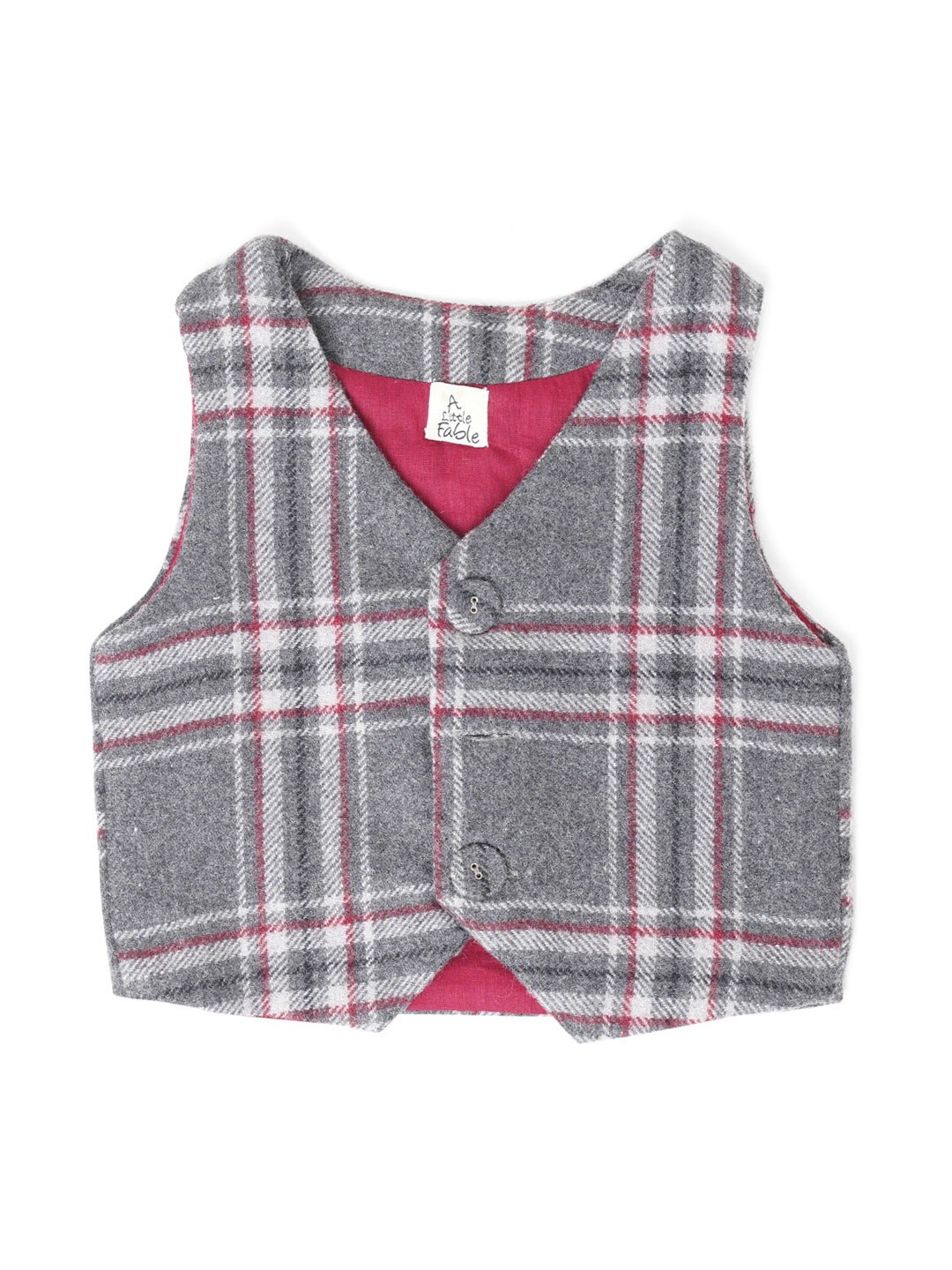 

A Little Fable Boys Grey Checked Waistcoat